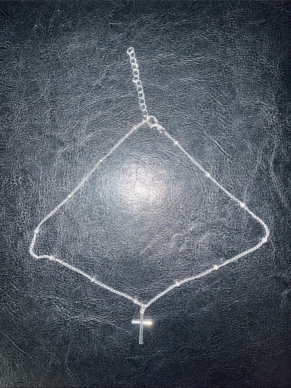 Sterling Silver Cross Pendant Choker Necklace - S925